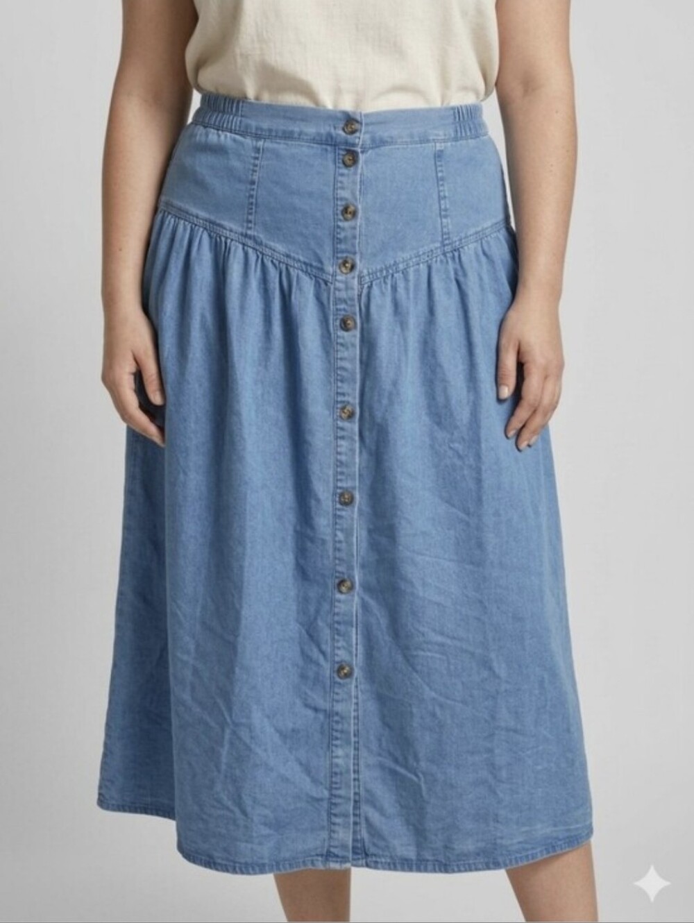Bluemind Light Blue Denim Button-Front Maxi Skirt